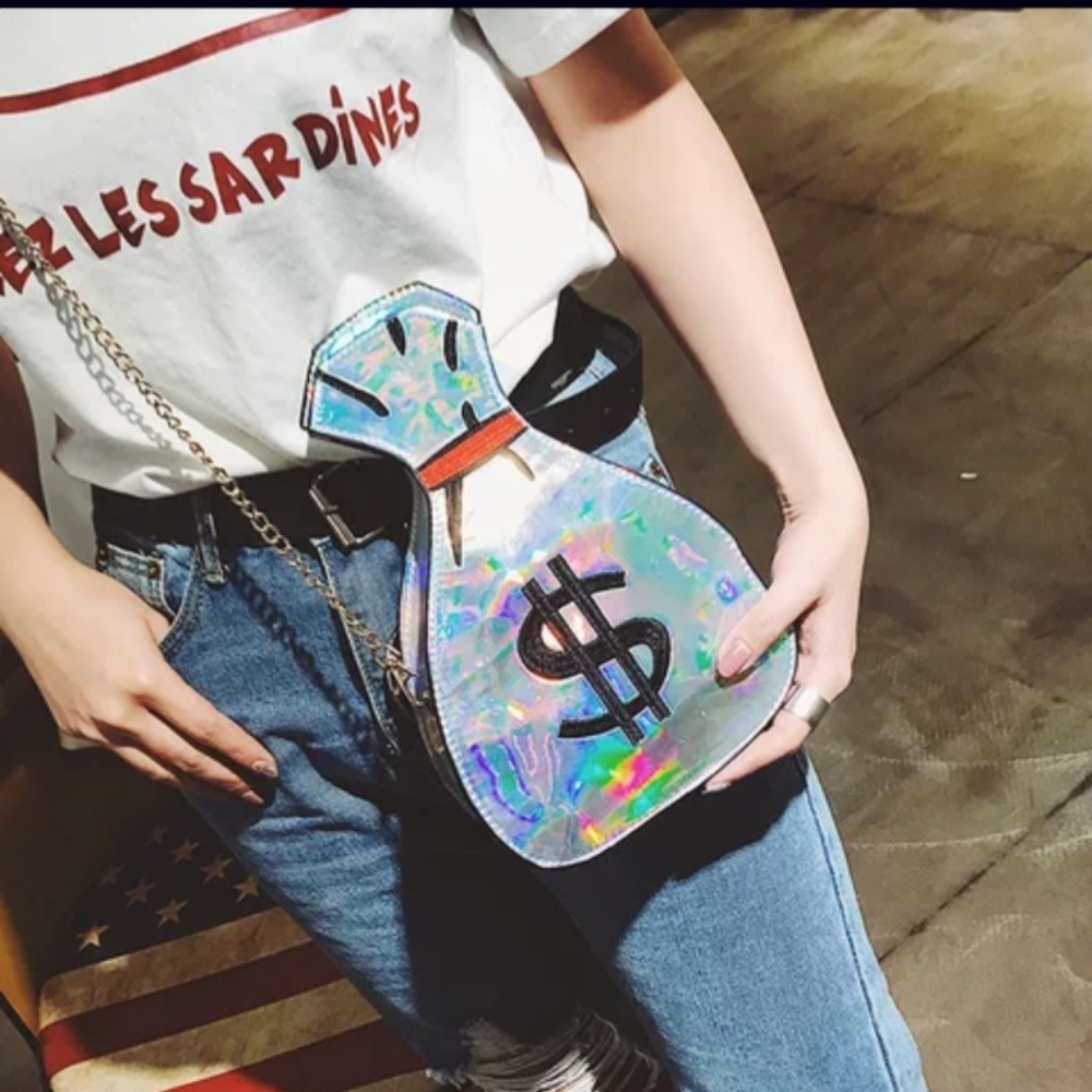 Money Bag Crossbody, silver